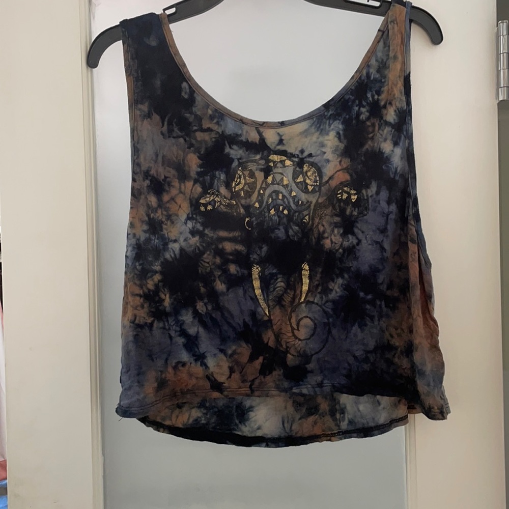 Vintage tie dye faded Ganesh crop top